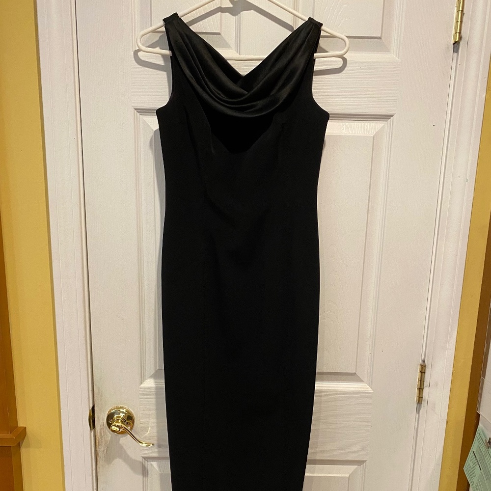 Vintage Tahari Size 2 Cowl Neck Long Black Formal Dress